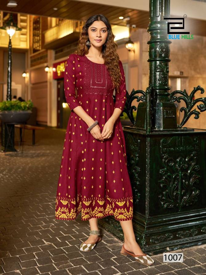 Zudio By Blue Hills Rayon Embroidery Anarkali Kurti Suppliers In India
